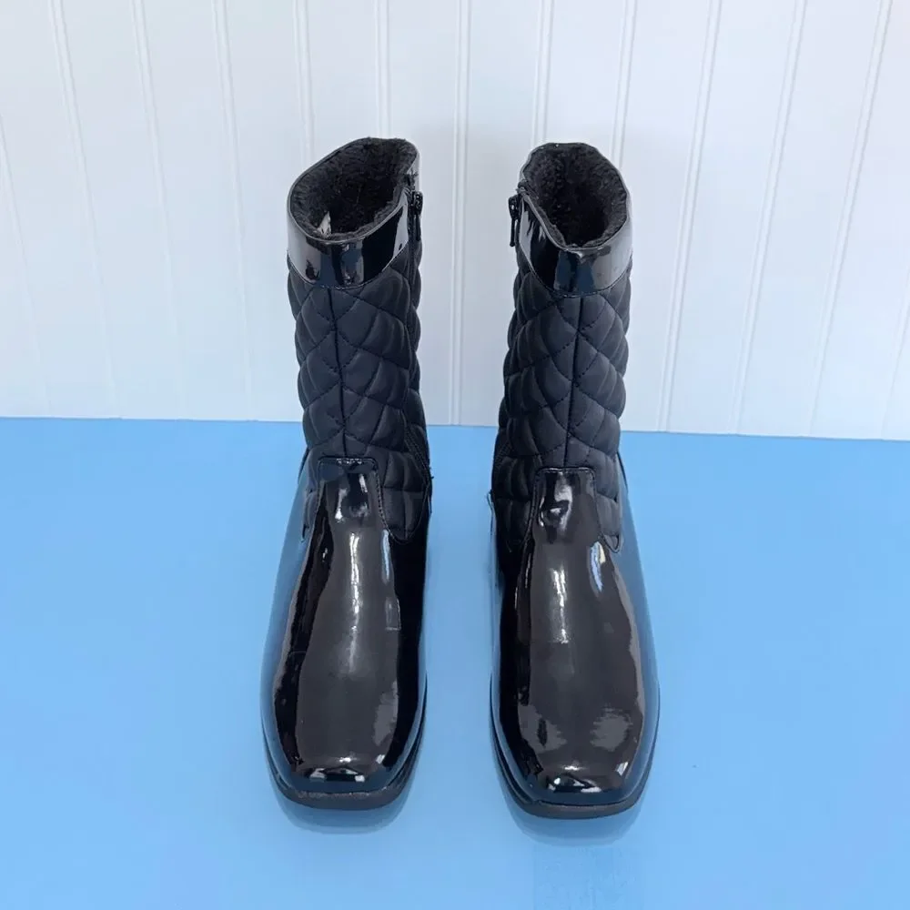 Bass Glacier Women's Black Quilted Calf Height Zipper Boots Size 9M